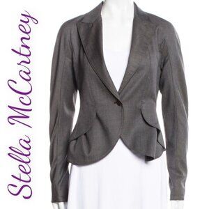STELLA MCCARTNEY Grey Wool 1-Button Short Blazer, Size 40 (US 6)